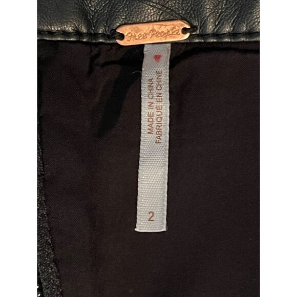 Free People Black Faux Leather Mini Skirt - Women’s Size 2, Edgy Chic Style - Picture 9 of 9